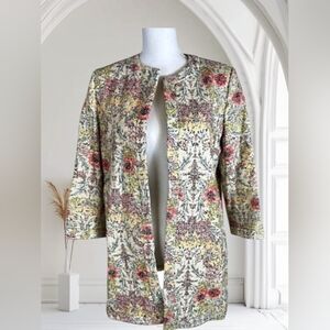 Zara Limited Edition Orange & Cream Open Front Textured Elegance Coat Nwot SizeS